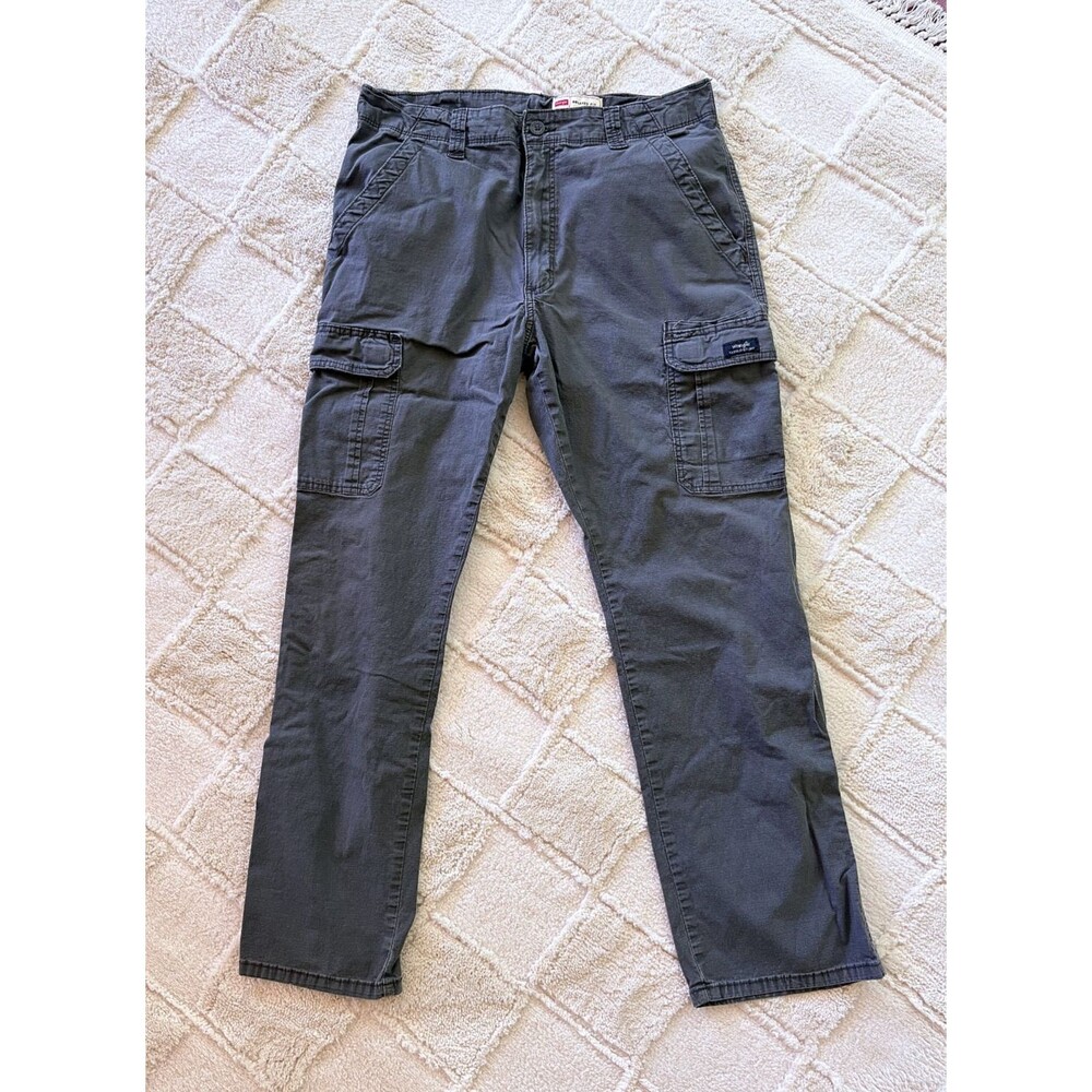 Wrangler Cargo Pants Mens 36x32 Gray Y2K Streetwear Skater Straight Leg EUC